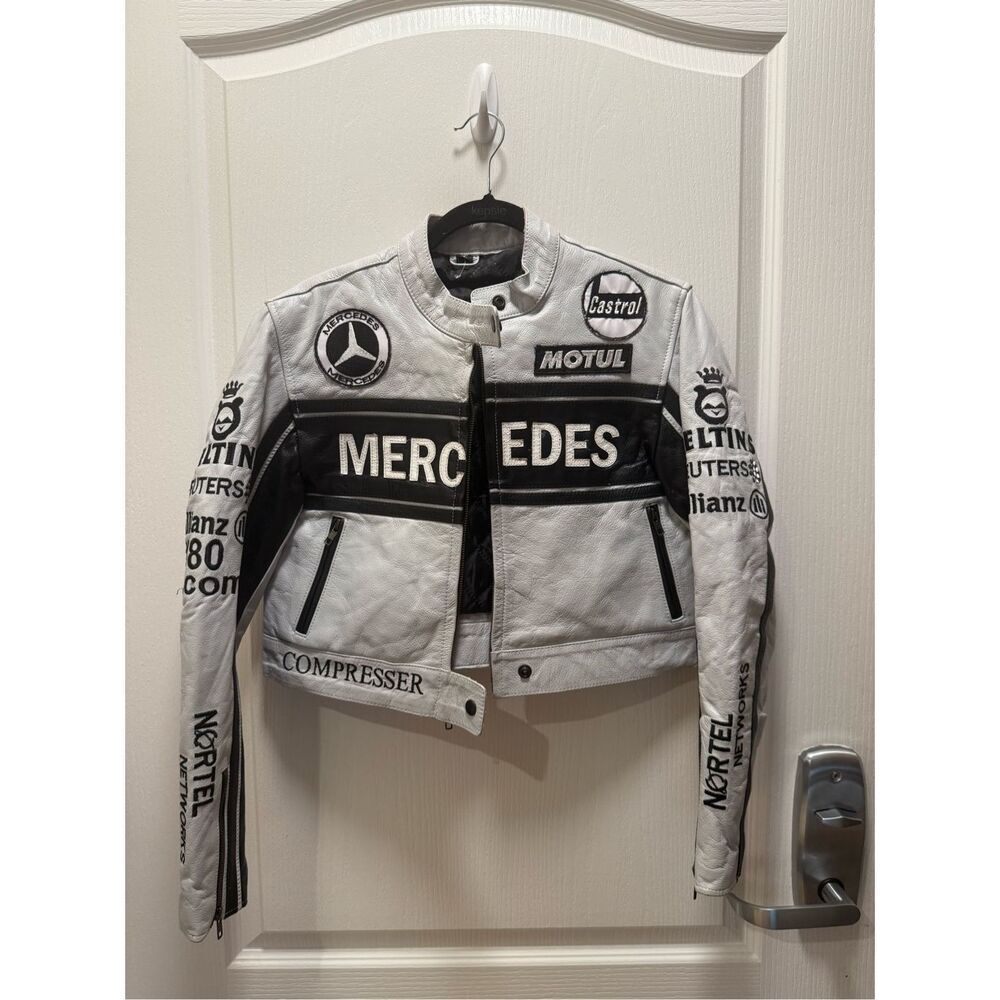 Vintage Mercedes Vegan Leather Crop Jacket F1, Motor sport Racing Size XS/S - Picture 3 of 7